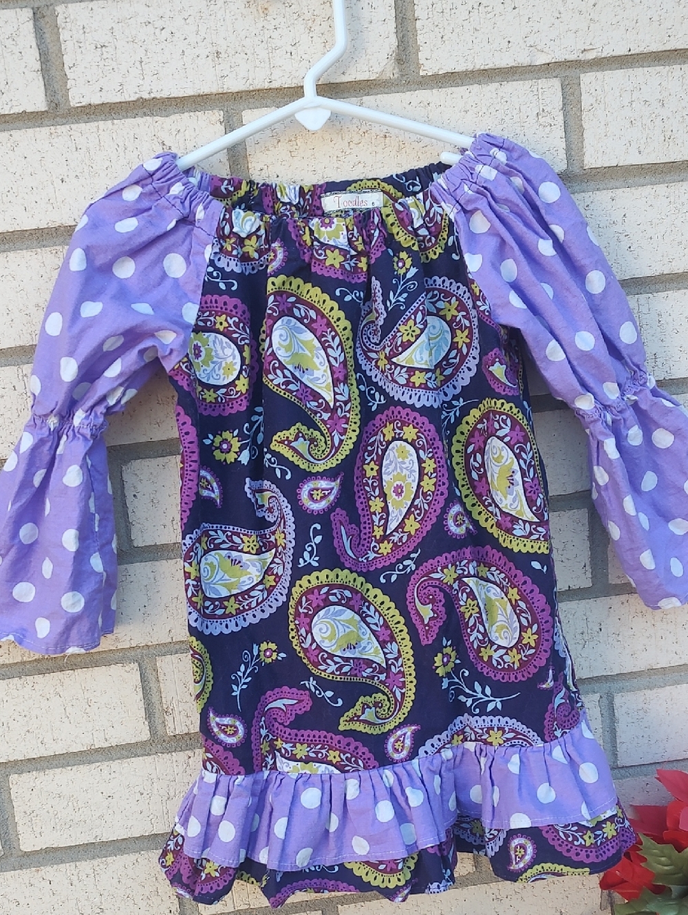 Purple Paisley Off-Shoulder Tunic Top - Picture 3 of 9